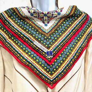 New W/Tag Yvest Saint Laurent Mini Scarf handker 20" Cotton white blue red (56)